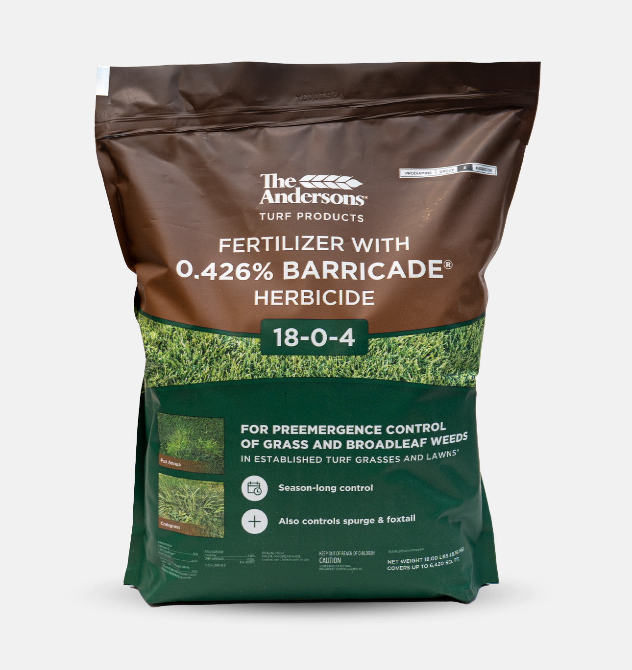 herbicide lawn treatment Barricade® Plus Lawn Food 18-0-4 – Andersons Lawn