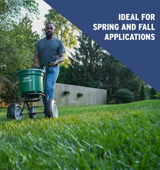 Spreading core fertilizer with callout for application timing 