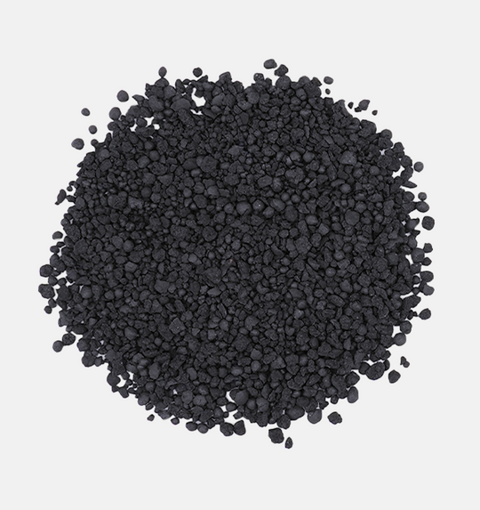 overhead view of a pile of biochar dg
