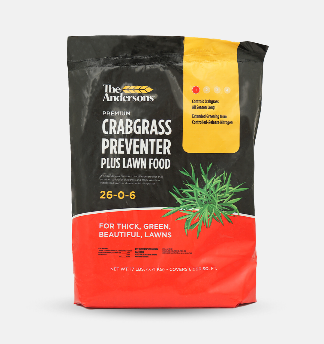 best pre-emergent crabgrass herbicide The Andersons Premium Crabgrass Preventer Plus Fertilizer 26-0-6 6,000 sq ft 17lbs