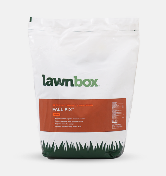 box plant fertilizer Lawnbox Fall Fix 5-5-5 100% Organic Grass Fertilizer 12.5 lb Bag Covers 2,500 Sq ft